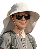 Camptrace Sun Hats for Women Men UPF 50+ UV Protection Wide Brim Hiking Fishing Hat with Neck Flap, Beige