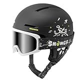 SNOWER Kids Ski Helmet with Goggles Set, Shockproof Durable PC Shell & EPS Foam, Snowboard Helmet and Goggles for Boys & Girls