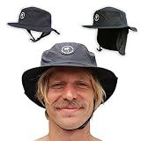 Ho Stevie! Surf Bucket Hat with Chin Straps for Surfing, SUP, and Watersports (Medium (22.8" Headband), Black)