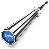 Synergee Open 20kg Men's Black Phosphate Shaft and Chrome Sleeve Olympic Barbell. Rated 1000lbs for Weightlifting and Powerlifting.