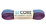 Derby Laces CORE Narrow 6mm Waxed Lace for Figure Skates, Roller Skates, Boots, and Regular Shoes (Purple-Teal Stripe, 108 Inch / 274 cm)