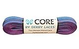 Derby Laces CORE Narrow 6mm Waxed Lace for Figure Skates, Roller Skates, Boots, and Regular Shoes (Purple-Teal Stripe, 96 Inch / 244 cm)