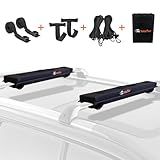 Universal Car Soft Roof Rack Pads Luggage Carrier System for Kayak Surfboard SUP Canoe Include 2 Heavy Duty Tie Down Straps, 2 Tie Down Rope, 2 Quick Loop Strap (Use with Cross Bar)