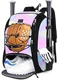 MATEIN Softball Bag, Large Baseball Bat Backpack with Shoe Compartment, Lightweight Baseball Bag for Women with Fence Hook, Softball Gifts Backpack Fit 2 Bats, Batting Mitten, Caps, Teeball Gear