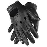 GSG Men Leather Gloves Black Driving Cycling Touchscreen Motorcycle Unlined Gloves 10.5