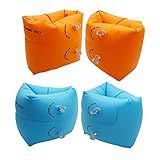 10Leccion 2 Pack Inflatable Arm Floaties for Toddlers, Blow up Water Wings for Kids, Swimming Arm Bands Floatation for Children and Adults 30-150LBS(Blue and Orange)