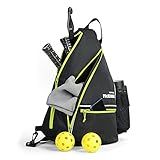 Mangrove Pickleball Bag, Men's & Women's Backpack, Adjustable Sling Bag with Fence Hook/Upgraded Capacity/Safety Pocket/Water Bottle Holder - 2020 Design Pickle Ball Paddle Bag (Green)