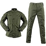 ACU Tactical Military Uniform Set Camo Combat Jacket Pants Suit Outdoor Hunting Paintball Airsoft Apparel for Men Green L