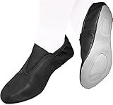 Adult Gymnastic Shoes - Trampoline & Tumbling - Agility Gym Shoes, Goat Leather Slip-ons, Rubber Sole (6) - Black