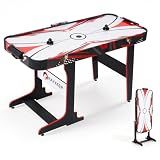 RAYKEEP 57" Foldable Air Hockey Table for Kids & Adults, Space-Saving Arcade Game Table with LED Light-Up Scoreboard, Powerful 12V Motor for Family Game Rooms
