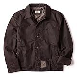 Huckberry Flint and Tinder James Waxed Snap Jacket, Mens Jacket, Dark Brown, Medium