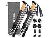 TREKOLOGY Trek-Z Cork Grip Trekking Poles – Lightweight Folding Hiking Poles, Adjustable Height, Compact Travel Design, Aircraft-Grade Aluminum Walking Sticks for Men & Women