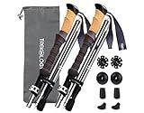 Trekology Trek-Z Cork Grip Collapsible Lightweight Hiking Trekking Poles | Adjustable folding aluminum walking stick for men, women and seniors; foldable, retractable staff for travel and balance