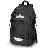 Spalding Basketball Backpack - Black Sports Bag with Ball & Shoe Compartment, Basketball Accessories Bag