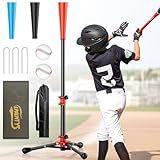LPALNTYS Black Batting Tee, Baseball Tee for Kids Adjustable Tee Ball Stand with Carry Bag, Portable Stable Tanner Tee, Baseball Training Equipment Aged 3-12