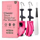 HOUNDSBAY Shoe Stretcher Women 9.5-13 L, Plastic Shoe Expander & Widener | PLEASE VIEW SIZE CHART BEFORE ORDERING — Shoe Widener & Expander with Bunion Relief Plugs. Heel version available.