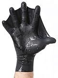 Darkfin Webbed Power Swimming Gloves (1 Pair) for Surfing, Snorkeling, Diving, Ultra Thin Hand Fins for Men and Women, Swim Gear for Water Aerobics and Water Resistance Training, Black, Women Small