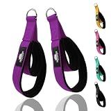 Lights Mountain Durable Pilates Double Loop D-Ring Straps - Padded Handles for Reformer, Yoga & Home Gym Workouts (Purple L)