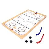 GoSports Hockey Ice Pucky Wooden Table Top Hockey Game for Kids & Adults - Includes 1 Game Board, 2 Hockey Sticks & 3 Pucks