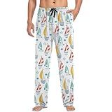 visesunny Men's Pajama Bottoms Cotton Lightweight Sea Sailboat Windsurfing Casual Lounge Pants with Pockets Soft Sleep Pj for Men