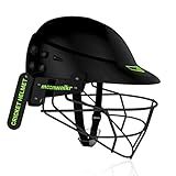 moonwalkr Mind 2.0 Cricket Helmet Head Guard for (58-61) CM Head Size Protective Gear with 30 Air Vents, Impact Resistant up to 100 mph Batting Cricket Helmet (Medium, Black)