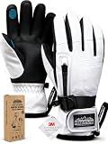 Hikenture Ski Gloves for Men&Women, 3M Thinsulate Snow Gloves, White-L