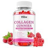 Collagen Gummies for Women Men, Hydrolyzed Collagen Protein Type I II III V X with Biotin Vitamin C A B D E Hyaluronic Acid for Hair, Skin, Nails, Joint, Immune Support, Raspberry Flavor, 60 Count