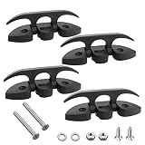 4 Pcs 5" Folding Cleat, Flip-up Dock Cleat. Marine Grade Nylon, Black