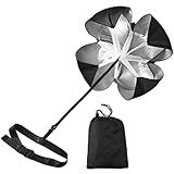 Qtopun 56 Inches Running Speed Training Parachute, Speed Chute Resistance Powerchute Umbrella with Adjustable Strap for Running, Football, Soccer Speed Training (Black)