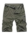 Jessie Kidden Mens Outdoor Casual Expandable Waist Lightweight Water Resistant Quick Dry Fishing Hiking Shorts #6222-Army Green,38