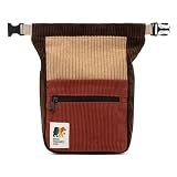 Oso Supply Co - Retro Corduroy Bouldering Bucket, Large Size Freestanding Chalk Bag for Rock Climbing, Magnetic Roll Down Closure, Dual Brush Loops, Zippered Pockets and Pouch (Brown)
