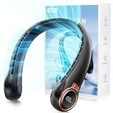 ZHZW Portable Neck Fan with 6000mAh USB - Rechargeable Battery, Ultra-Light Bladeless Neck Fan LED Display, 360° Cooling Wearable Fan, 3 Speeds (black)