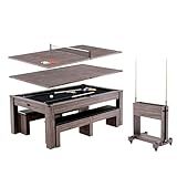 Barrington Billiards Monteray 7’ Drop Pocket Pool Table, 3-in-1 Dining Top & Table Tennis with Game Accessories & Rolling Storage Caddy