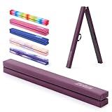 ZELUS 8 ft Folding Balance Beam, Foldable Floor Gymnastics Balance Beam with Carry Handles Suede Cover & Nonslip Base, Portable Gymnastics Equipment for Kids Beginners Gymnasts, Purple