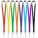 Prudiut 80 Pcs Breakaway Lanyard for Id Badges, 8 Color Breakaway Flat Badge Lanyards with Swivel J Hook Break Away Lanyards for Teachers Volunteers Student Team Activities