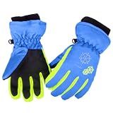 Azarxis Kids Winter Ski Gloves - Waterproof Snow Glove for Snowboarding, Sledding (6-8 Years Old, Blue)