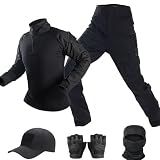 VPZenar Men's Tactical Uniform,Combat Shirt & Pants,Black Airsoft Clothes,M