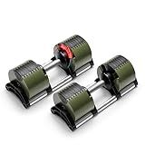 NUOBELL Adjustable Dumbbell Pair 5-80 lbs : the Adjustable Dumbbells and Free Weights You've Always Wanted for Home Gym, Weight Benches and Dumbbell Exercise. Ships as 2 Packages. (Tactical Green)