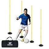 SEAOTTER Soccer Agility Poles Set, 4/6/10 Pcs 6ft Detachable Sports Trainning Speed Poles Slalom Poles with Rubber Base, Agility Training Equipment for Football, Rugby, Basketball, Indoor & Outdoor
