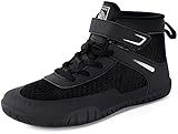 Sisttke Kid's Wrestling Shoes Youth Boxing Shoes Mid Top Sneakers Black