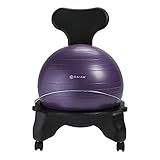 Gaiam Classic Balance Ball Chair – Ergonomic Stability Chair for Desk & Office | Yoga Ball Seat with Base, Air Pump, & Exercise Guide | Improves Posture & Core Strength (300 lb Capacity)