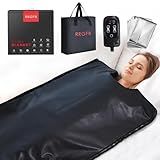 RRGFB Infrared Sauna Blanket, Durable PU Leather Cover Detox & Relaxation at Home Adjustable Timer, Size 6 ft x 2.6 ft(Black)