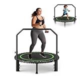 40" Mini Rebounder Trampoline for Adults with Handle, Foldable Mini Trampoline with Bungees, Adjustable Foam Handle, Stable & Quiet, Max Load 440lbs