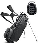 RIOROO 14 Way Golf Stand Bag, Full Length Dividers PU Leather Golf Bag with Plush Top for Men/Women, Waterproof & Versatile Storage Golf Bag with Cooler, Rain Cover and Removable Straps