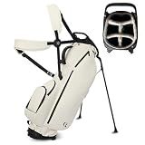 Lightweight 5-Way Golf Stand Bag Waterproof PU with Cooler - White