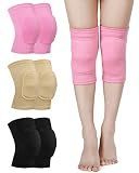 Eurzom 3 Pairs Dance Knee Pads Women Non-Slip,M,Black, Skin, Pink