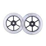 CLAS FOX 110mm One Pair Pro Stunt Scooter Wheels with ABEC-9 Bearings CNC Metal Core (2pcs)(Clear-Black)
