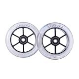 CLAS FOX 110mm One Pair Pro Stunt Scooter Wheels with ABEC-9 Bearings CNC Metal Core (2pcs)(Clear-Black)