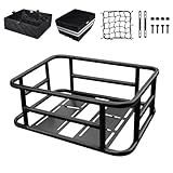 RAYMACE Bike Basket Rear Rack with Cargo Net, Liner and Waterproof Cover,Heavy Duty Bicycle Basket Perfect for Electric Bike