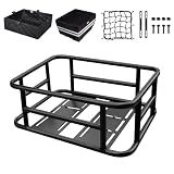 RAYMACE Bike Basket Rear Rack with Cargo Net, Liner and Waterproof Cover,Heavy Duty Bicycle Basket Perfect for Electric Bike